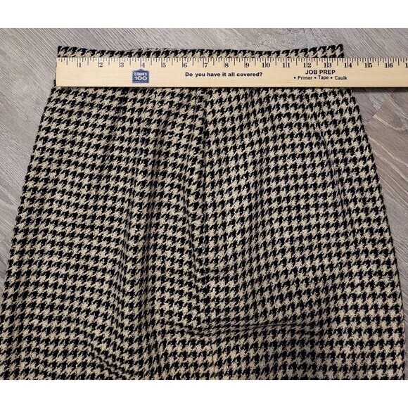 Carlisle Houndstooth Mindi Skirt Black White Wool‎ Silk Size 8 With Pockets - Picture 3 of 12